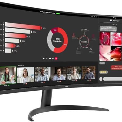 LG 34 Inch Curved UltraWide QHD Monitor | 3440x1440 Resolution | 100Hz Refresh Rate | HDR10 | AMD FreeSync | Model 34WR50QC-B